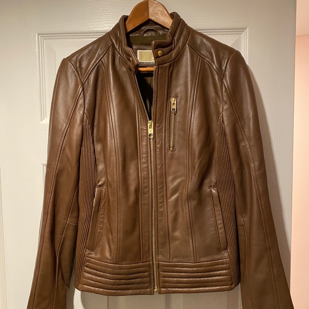 Michael Kors Leather Moto Jacket